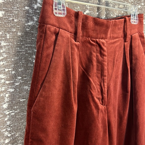 Banana Republic Red Pleated Slash Pocket Wide-Leg Pants Petite Size 4 - Picture 5 of 12
